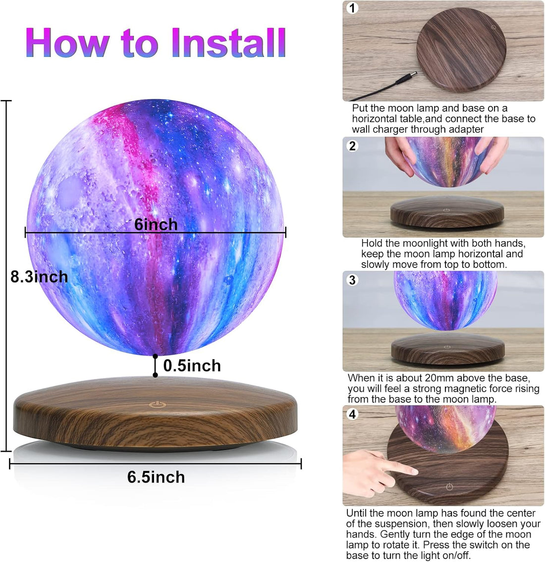 Luna-Float 3D Magnetic Levitating Moon Lamp with Touch