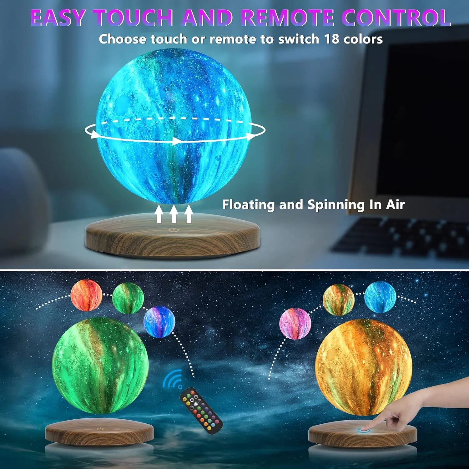 Luna-Float 3D Magnetic Levitating Moon Lamp with Touch